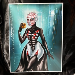 Hellraiser Pinhead cenobite priestess horror art print 8.5x11 goth pinup scary movie poster