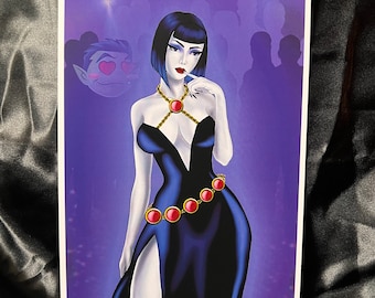 Raven teen titans fanart in the club poster print 5x7