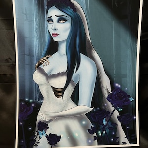 Corpse bride Emily goth art prints 8.5 x 11 Tim burton movie Halloween art spooky bride