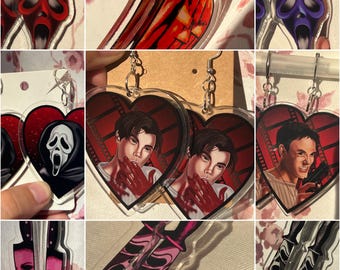 Matthew Lillard - Stu Macher-skeet Ulrich - Billy loomis- Scream ghost movie Michael Myers acrylic earrings