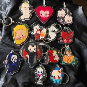 Spooky Halloween kewpie keychains devil angel reaper clown pumpkin ghost Beetlejuice