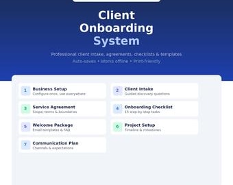 Client Onboarding System Bundle | Notion Template + Interactive HTML | New Client Intake Form | Service Business