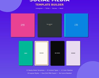 Social Media Templates Instagram TikTok | Post Story Reel Templates | Content Creator Kit | Small Business | No Canva Needed | PNG Export