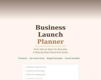 90-Day Business Launch Planner Bundle | Notion Template + Interactive HTML | Small Business Startup Checklist | Business Plan