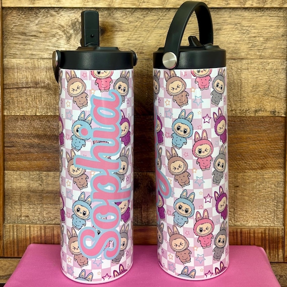 Personalized 20oz Tumbler: Checkered Pattern, Stainless Steel Water Bottle