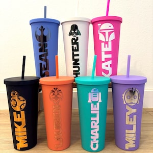 Personalized Acrylic Tumbler 24oz with matching straw and lid Fan Skinny Tumbler