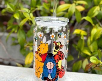 Winnie The Pooh 16oz Plastic Soda Can Cup with straw and Lid  Kids Plastic Cup Water Cup with Straw Piglet Winnie the Pooh Disney Cup