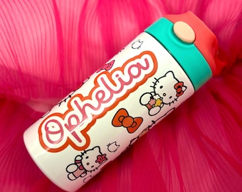 Personalized Kitty 12oz Stainless Steel Insulated Spill Proof Water Bottle! Kids Personalized tumbler