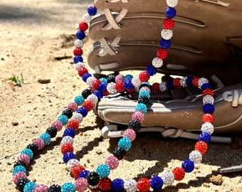 3 Color Sports Ice Drip Necklace Baseball Bling Softball Bling String Bling Swing Bling Baseball Sparkle Necklace Sports Necklace  1-1-1