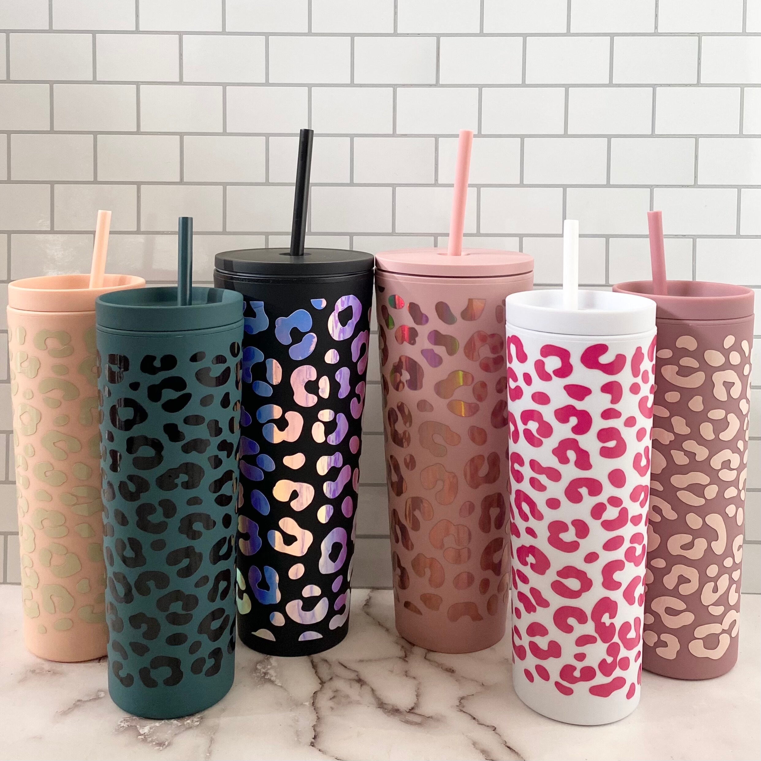 Leopard Print Acrylic Tumbler 18oz or 24oz With Matching Straw - Etsy