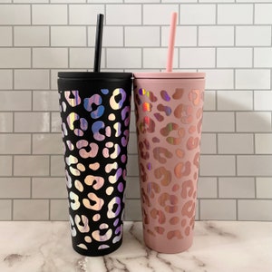 Leopard Print Acrylic Tumbler 18oz or 24oz With Matching Straw and Lid ...