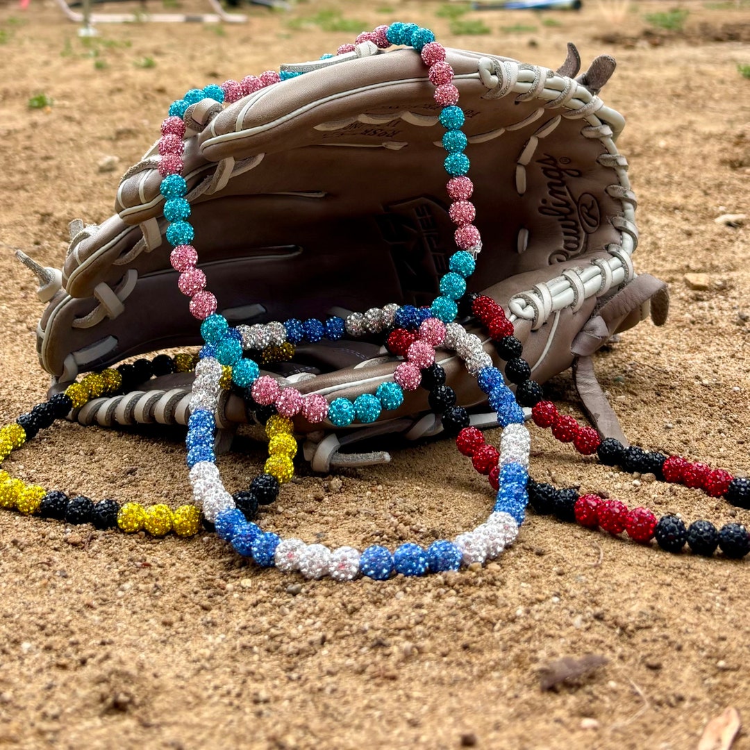 2 Color Sports Ice Drip Necklace Baseball Bling Softball Bling String ...