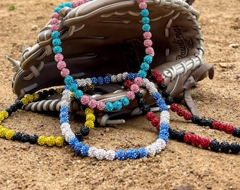 2 Color Sports Ice Drip Necklace Baseball Bling Softball Bling String Bling Swing Bling Baseball Sparkle Necklace Sports Necklace  3-3-3-3