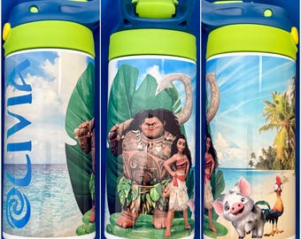 Personalized Tropical Princess Water Bottle: 12oz Insulated Kids Tumbler