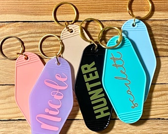 Personalized Name Keychain  Motel Key Chain Retro Keychain