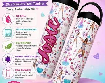 Personalized Sport Top 20oz Tumbler Stainless Water Bottle Screw on Straw Lid Dishwasher Safe!
