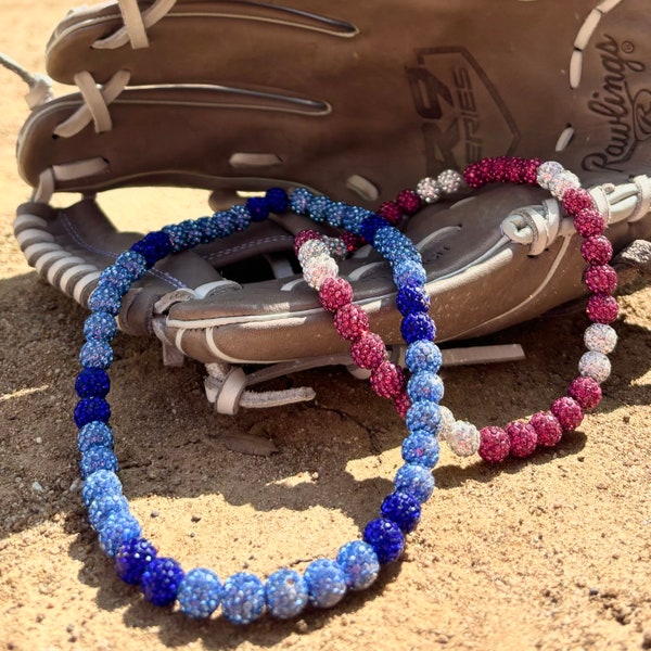 2 Color Sports Ice Drip Necklace Baseball Bling Softball Bling String Bling Swing Bling Baseball Sparkle Necklace Sports Necklace  5-2-5-2