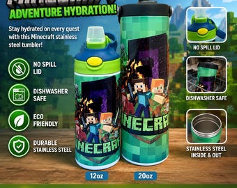Personalized Video Game Stainless Steel Water Bottle: Insulated Kids Tumbler