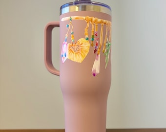 Boho Crystals and Feathers 40oz Stainless Insulated Tumbler with Handle