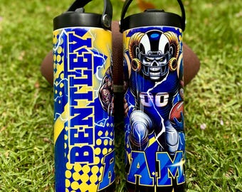 Los Angeles Rams 20oz personalized water bottle LA Rams NFL football