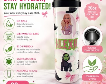 Personalized 20oz Tumbler Stainless Water Bottle Screw on Straw Lid Dishwasher Safe! Musical Theater Digital Style