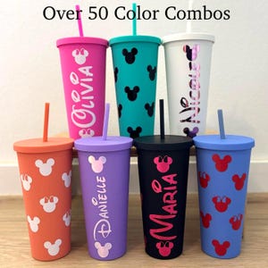 Personalized Mouse Acrylic Tumbler 24oz with matching straw and lid Disney Fan Disney Water Bottle