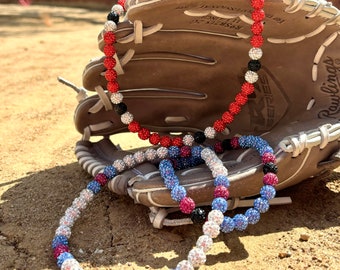 3 Color Sports Ice Drip Necklace Baseball Bling Softball Bling String Bling Swing Bling