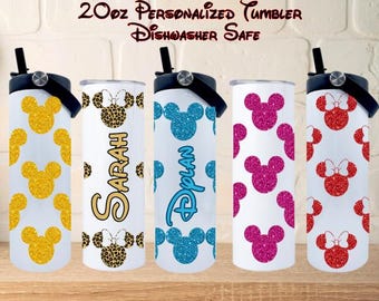 Personalized Mouse 20oz Tumbler: Glitter Stainless Water Bottle