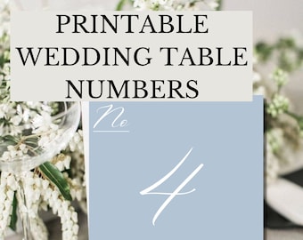 Printable Wedding Table Numbers - Blue and White Table Numbers