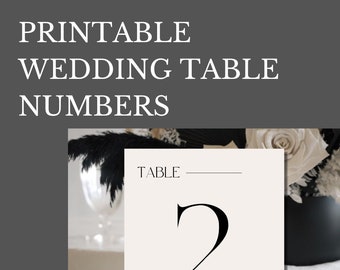 Printable Wedding Table Numbers - Modern Minimalist Table Numbers