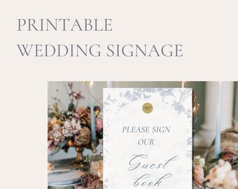 Printable Wedding Signage - Blue and White Floral Signage