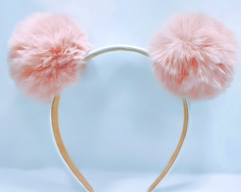 Pom Pom Head Band | Super Cute Faux Fur Anime Headband | Animal Ears Headband | Assorted Colors