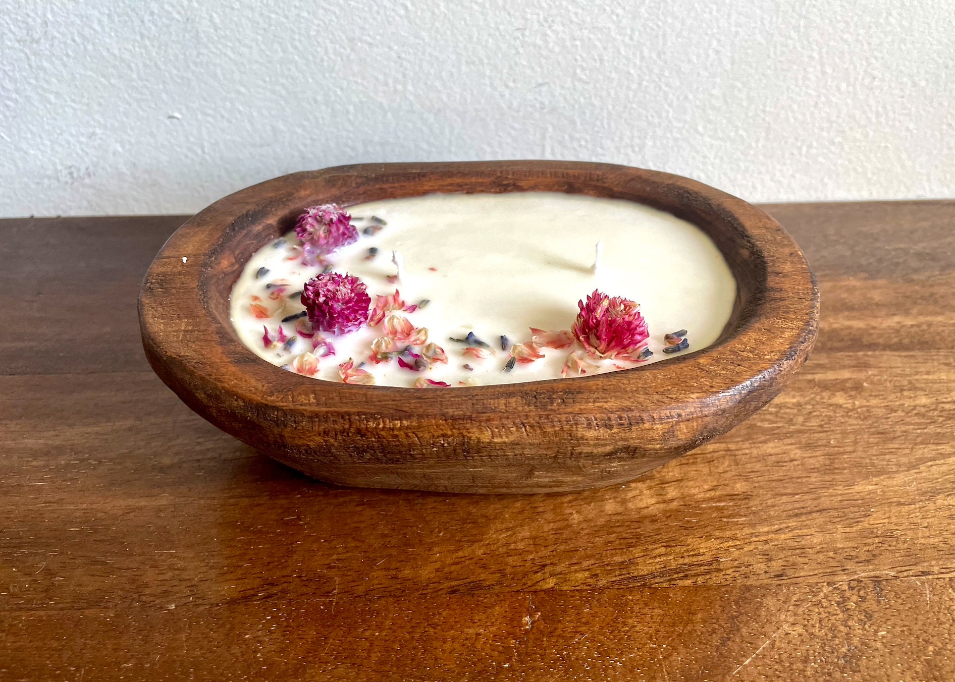 Wood Dough Bowl Soy Candle Rustic Candle Farmhouse 3