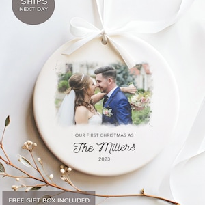 First Christmas Married Ornament 2023 - Personalized Our First Christmas Married