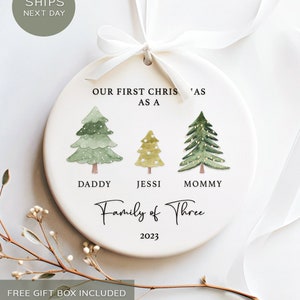 Family of Three Christmas Ornament - New Baby Christmas 2023