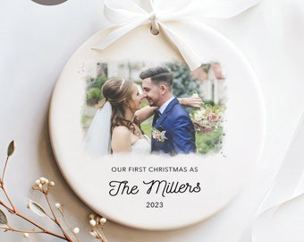 First Christmas Married Ornament 2023 - Personalized Our First Christmas Married