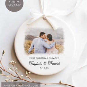 Engagement Christmas Ornament - Personalized First Christmas Keepsake - Engaged Christmas Gift 2025