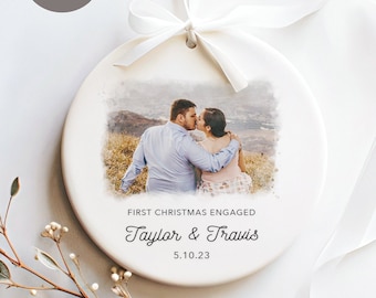 Engagement Christmas Ornament - Personalized First Christmas Keepsake - Engaged Christmas Gift 2023