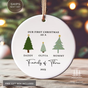 Family of Three Christmas Ornament - New Baby Christmas 2023