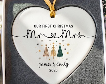 First Christmas Married Ornament, Wedding Gift, Wedding Date ornament, Anniversary Gift, Our First Christmas, Newlywed Gift