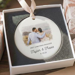 Engagement Christmas Ornament - Personalized First Christmas Keepsake - Engaged Christmas Gift 2026