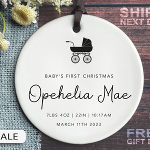 Baby's First Christmas Ornament - Stroller Birth Stats Ornament