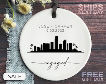 Miami Engagement Ornament - Engaged Christmas 2023