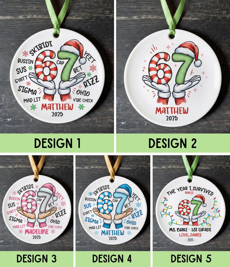 Funny 67 Ornament - Funny Kids Christmas Ornament, 2026 Slang Christmas, Funny Teen Grandkid Ornament, Gen Alpha Christmas Gift - 67 Gift image 2