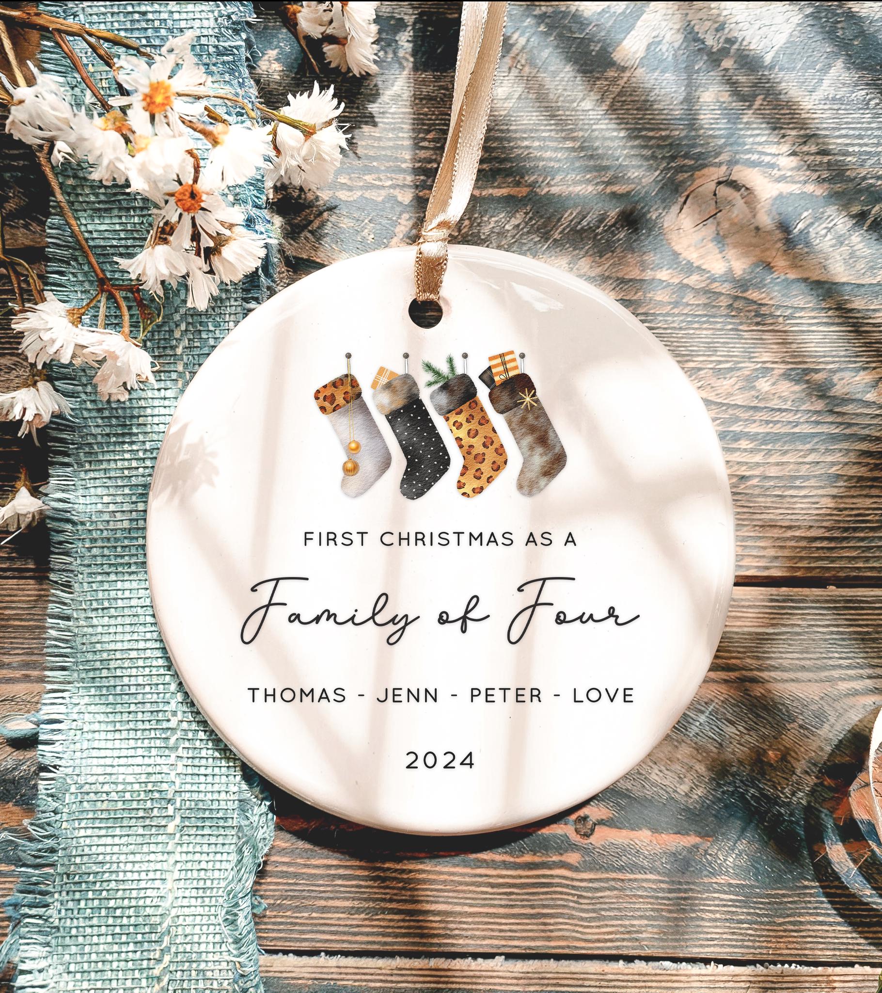 Family of Four Christmas Ornament - New Baby Christmas - 2025 Family Ornament