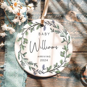 Birth Announcement Ornament - Baby Name Arriving Ornament 2025