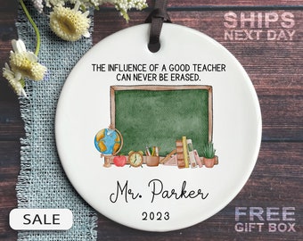 Personalized Teacher Ornament - Teacher Appreciation Christmas Ornament - Custom Gift For Teacher 2023 - Influential Teacher