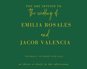 English/ Spanish Green and Gold Invitation