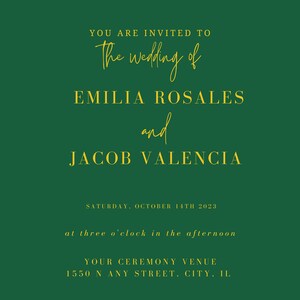 English/ Spanish Green and Gold Invitation
