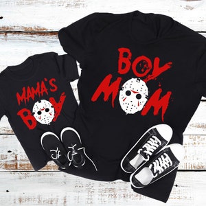 Boy Mom - Mamas Boy Shirt - Horror Clothing - Matching Mom and Baby Boy Shirt Set - Friday  - Toddler and Infant